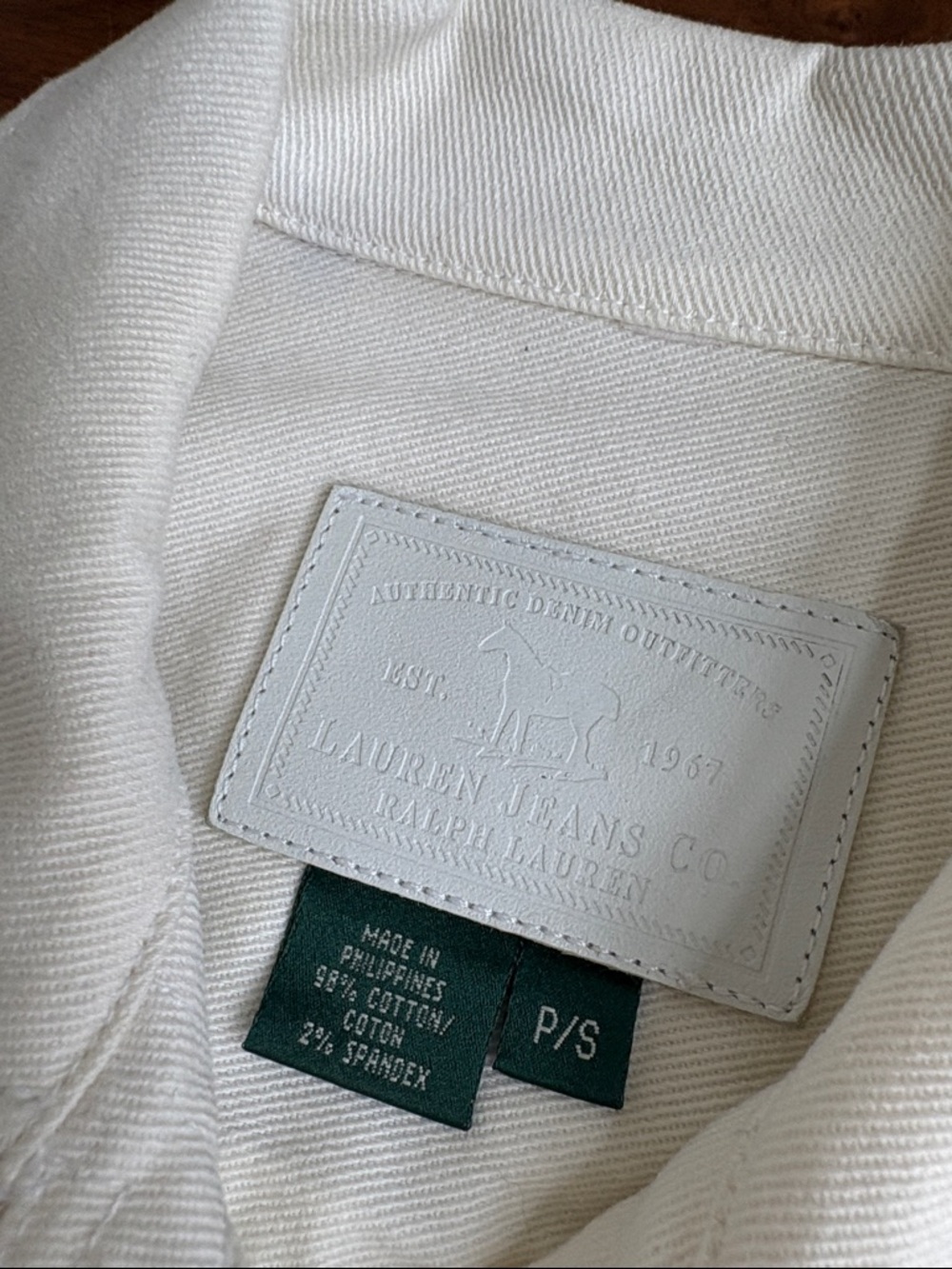 Lauren Jeans Co. Ralph Lauren Off-White Stretch Denim Jacket Petite Small - Picture 8 of 8